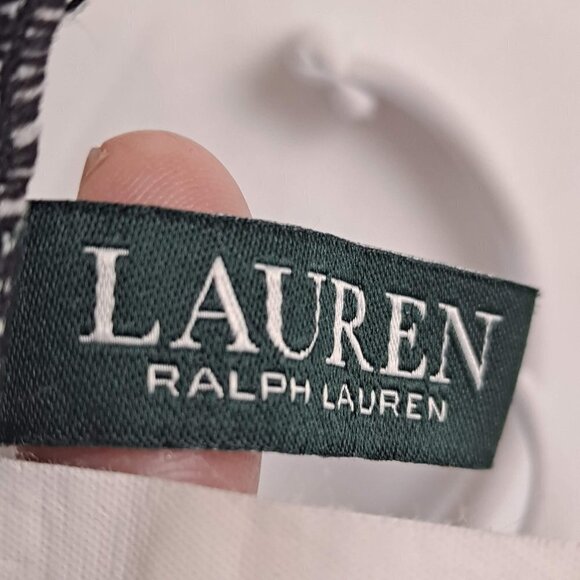 Lauren Ralph Lauren Size 12 Black White Dots Tankini Top Built In Bra Neck Ties - Picture 12 of 15